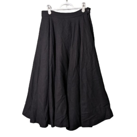 Lanvin Paris Vintage Wool Black Skirt Size 44 M - Picture 9 of 9
